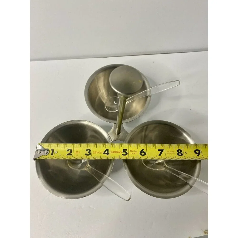Viking Stainless Steel 3‎ Cup Condiment Holder Vintage 1970s Kitchen